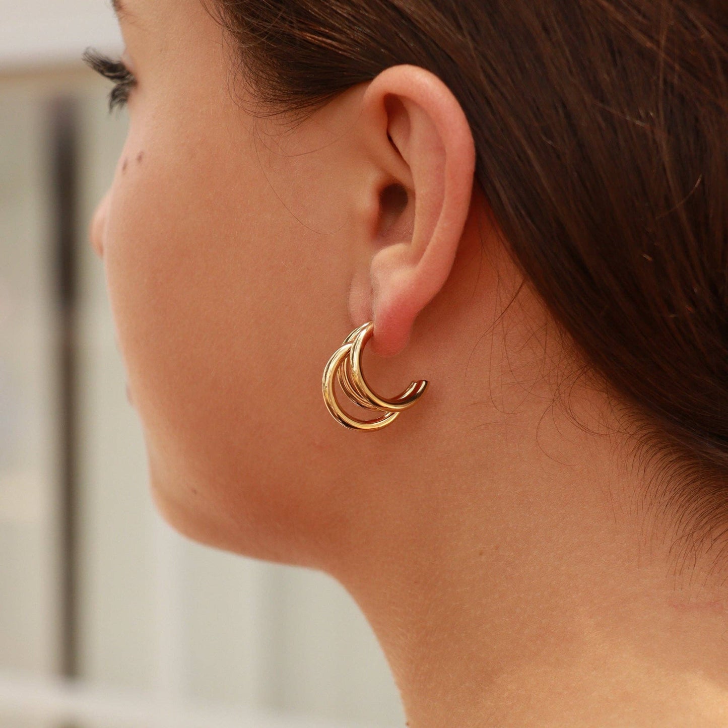 3-Tier Statement Huggie Hoop Earrings