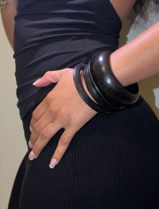 Black Wood Bangle Stack