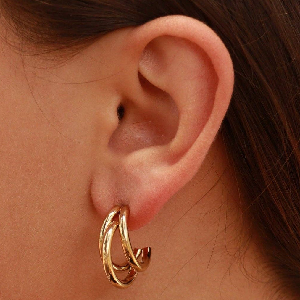 3-Tier Statement Huggie Hoop Earrings