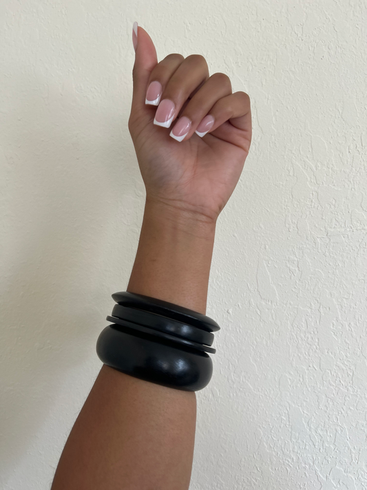 Black Wood Bangle Stack