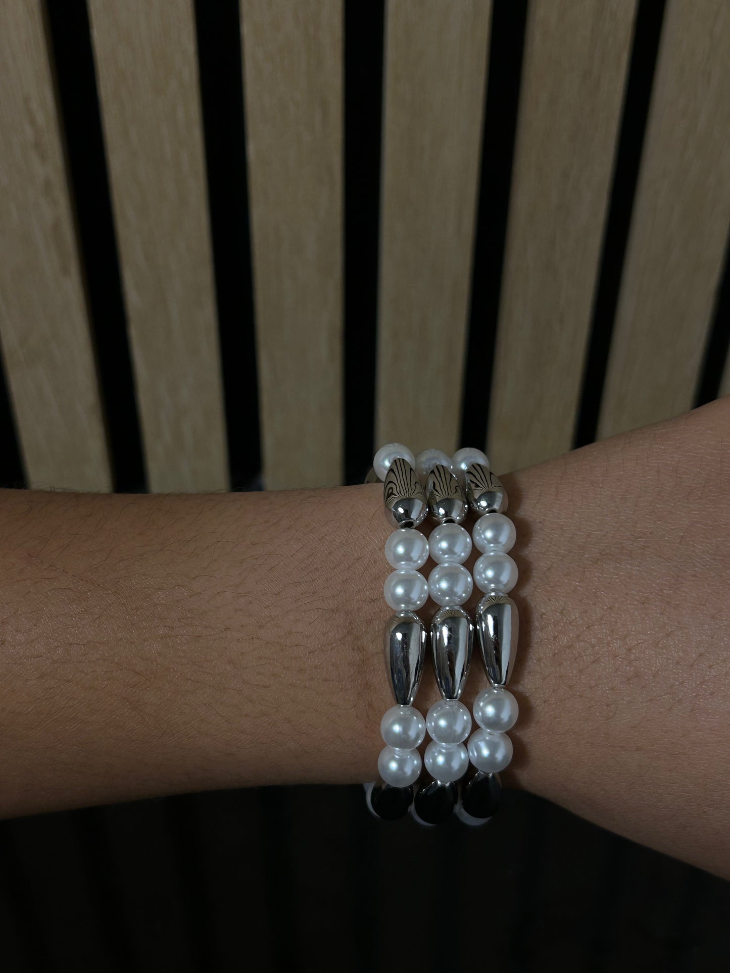 Chrome Pearl Bracelet